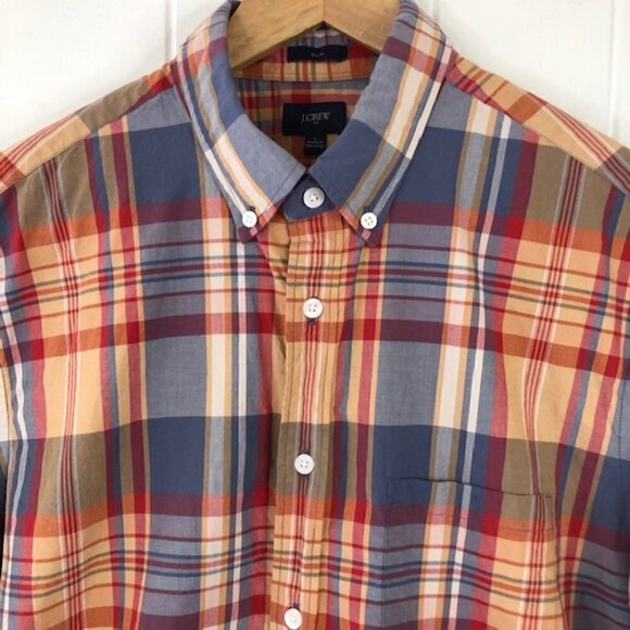 J. Crew Mens Shirt Plaid Short Sleeve Button Down Large - Picture 4 of 8
